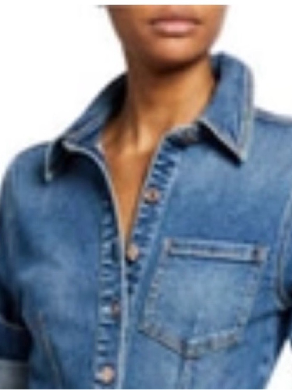 7 For All Mankind Women's Medium Blue Denim Button-Down Shirt